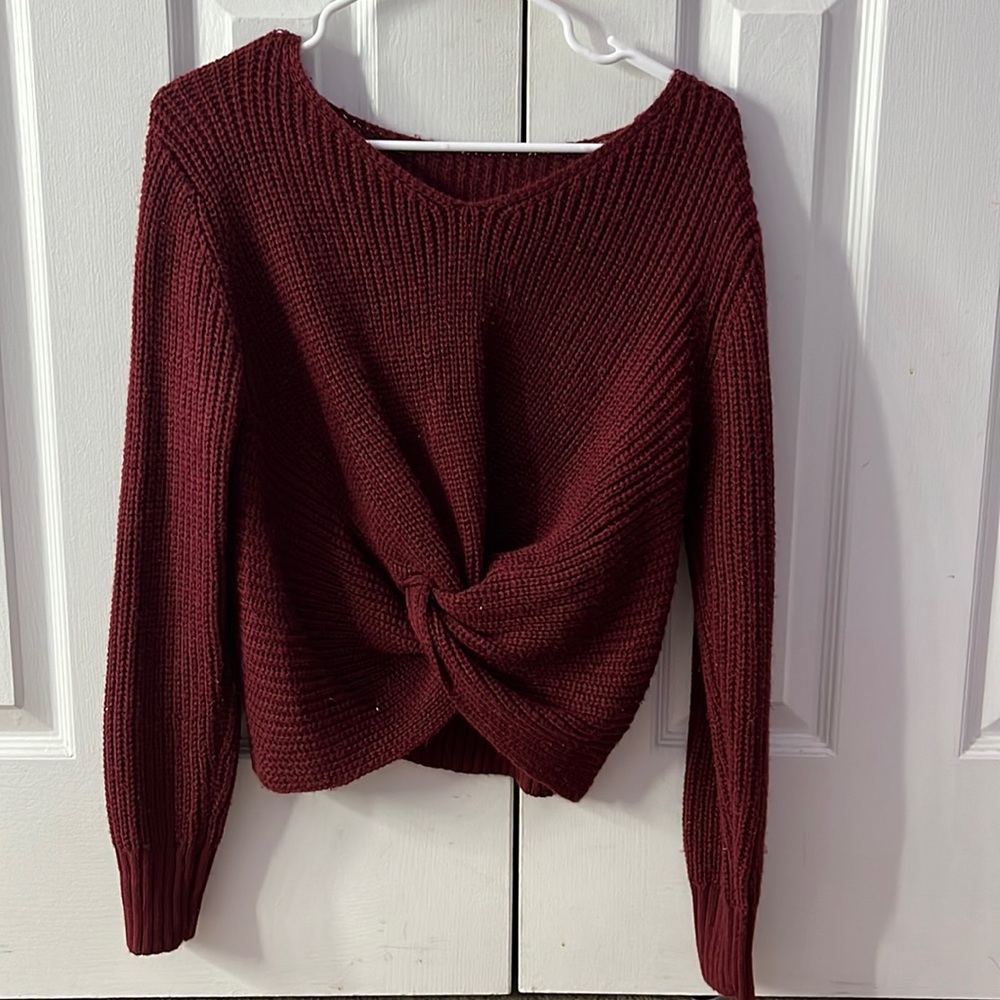 ABERCROMBIE AND FITCH. Red sweater with tie in front. XS